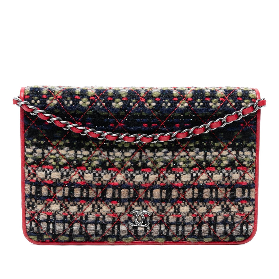 Chanel CC Quilted Tweed Wallet On Chain