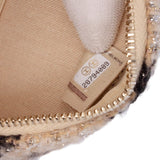 Chanel CC Quilted Tweed and Shearling Round Clutch With Chain