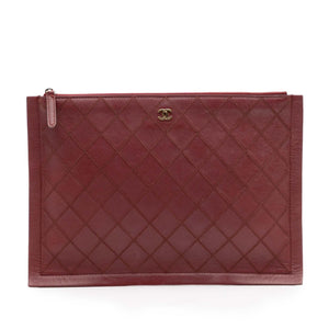 Chanel CC Stitched Lambskin Clutch