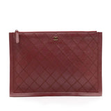 Chanel CC Stitched Lambskin Clutch