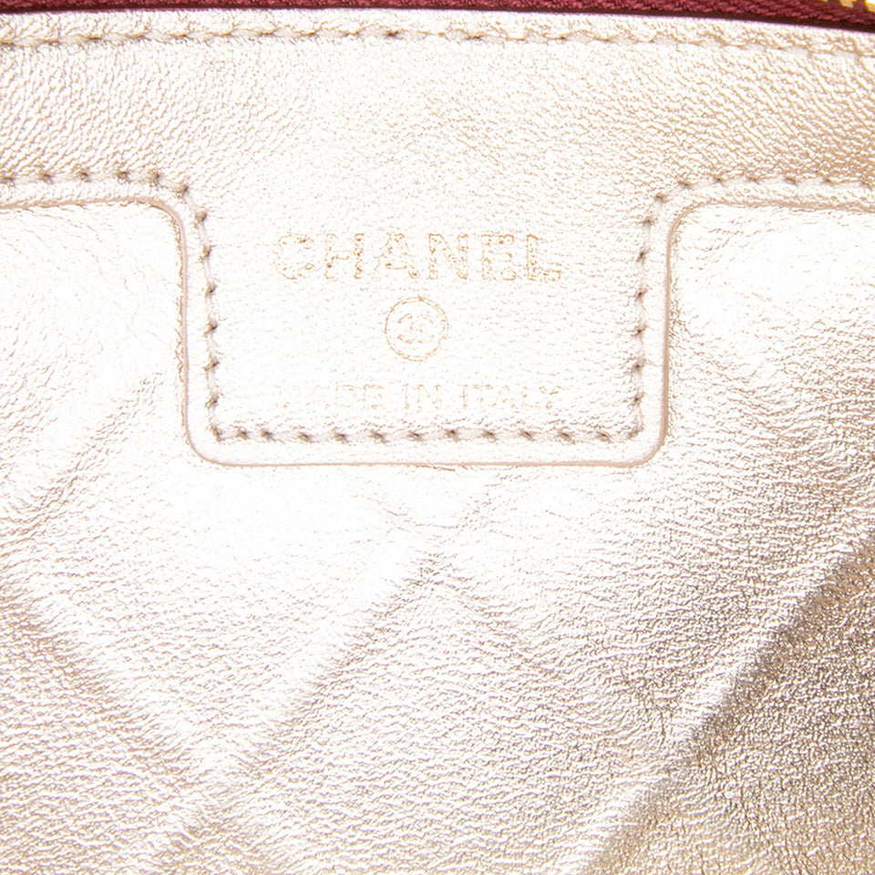 Chanel CC Stitched Lambskin Clutch