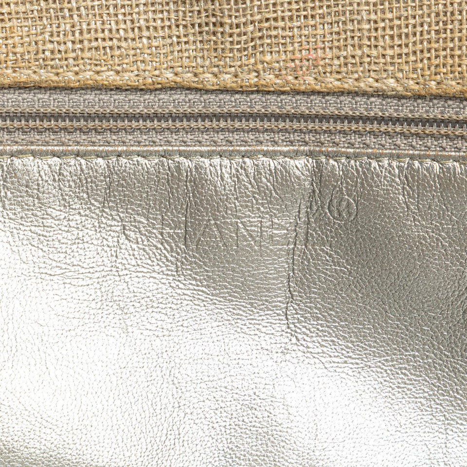 Chanel CC Stitched Linen Chain Tote