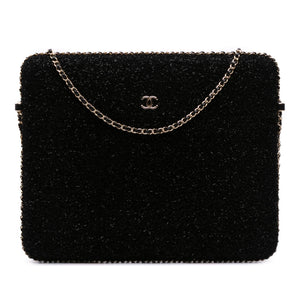 Chanel CC Tweed Chain Around Tablet Holder Crossbody