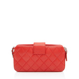 Chanel Calfskin CC Box Double Zip Clutch with Chain