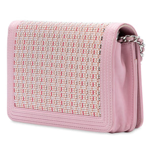 Chanel Calfskin Crystal Studded Boy Wallet on Chain