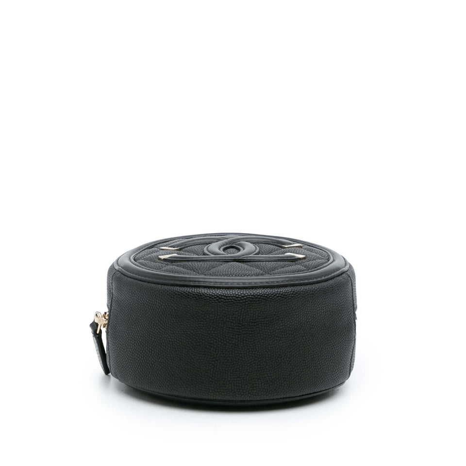 Chanel Caviar CC Filigree Round Clutch with Chain