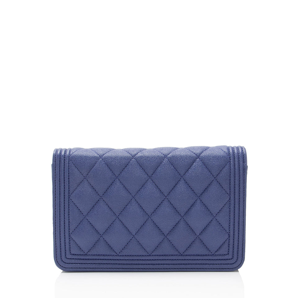 Chanel Caviar Leather Boy Wallet on Chain