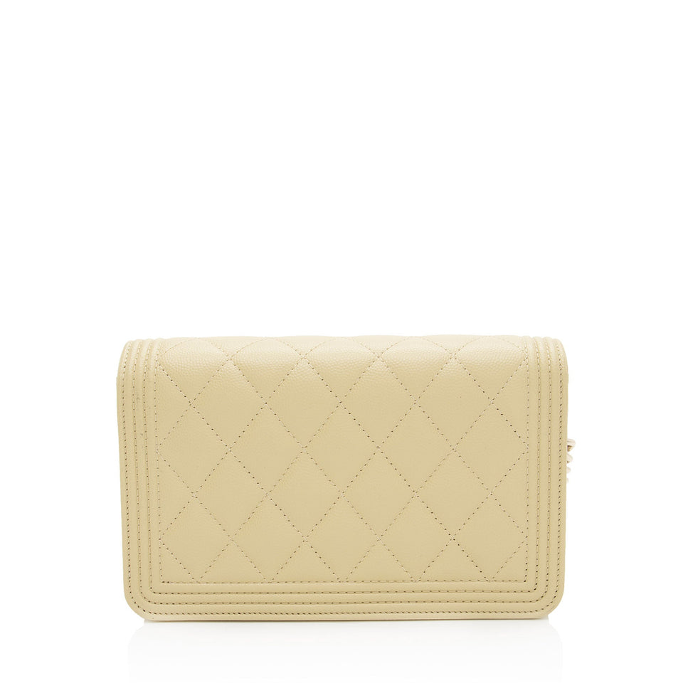 Chanel Caviar Leather Boy Wallet on Chain