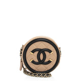 Chanel Caviar Leather CC Filigree Round Clutch with Chain - FINAL SALE (SHF-eQCfuj)