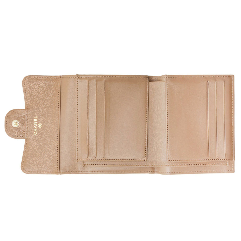 Chanel Caviar Leather CC Flap Compact Wallet