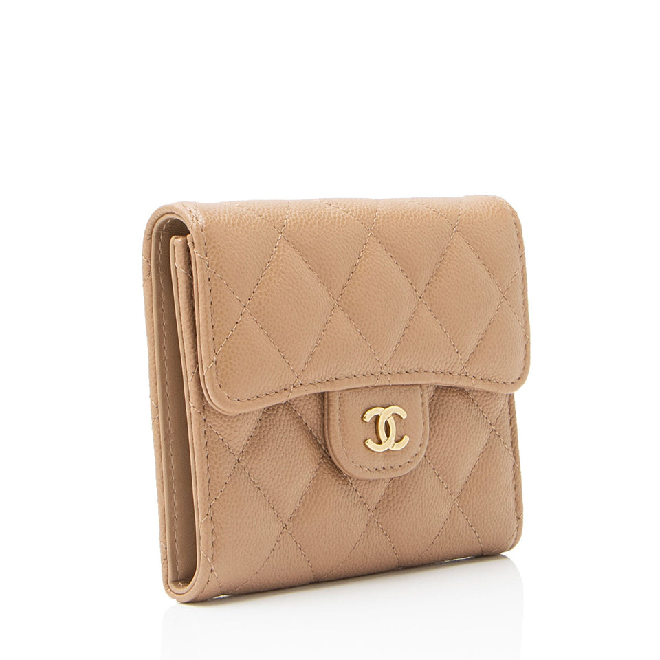 Chanel Caviar Leather CC Flap Compact Wallet
