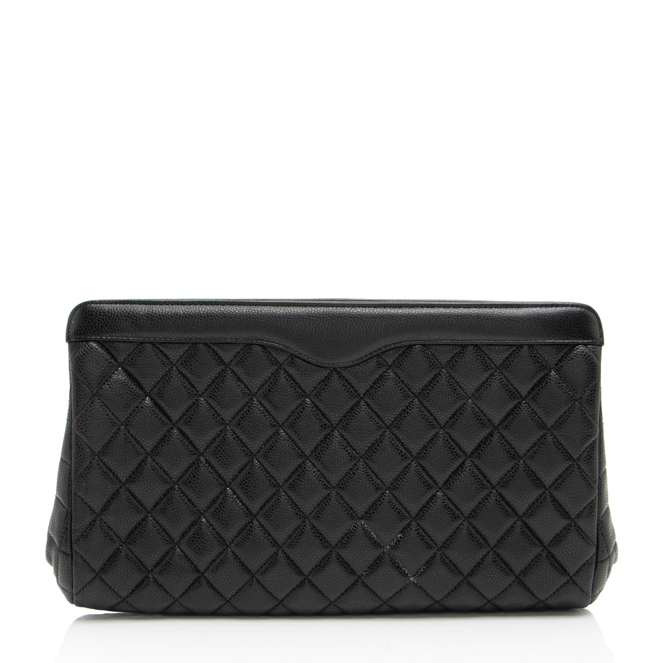 Chanel Caviar Leather CC Frame Clutch (SHF-sS7xNc)