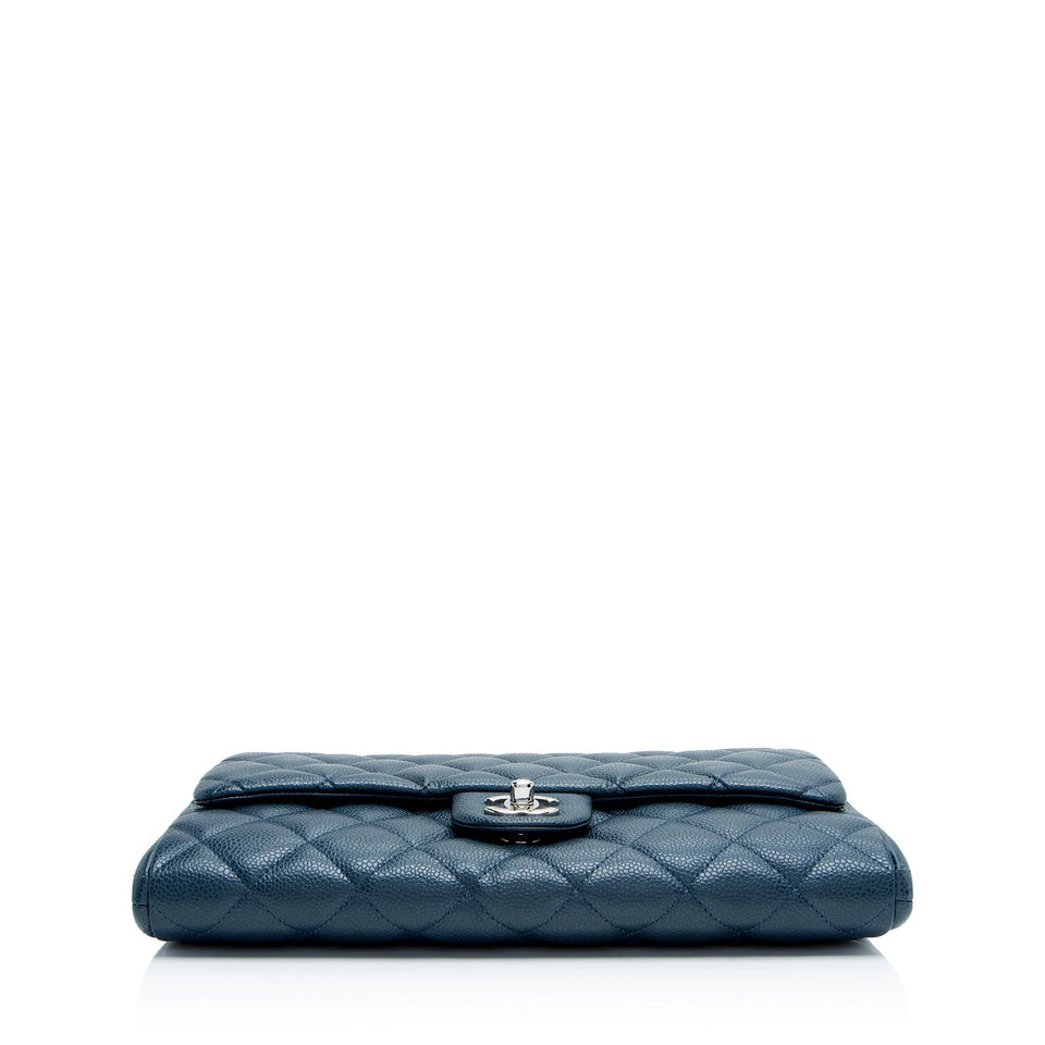 Chanel Caviar Leather Chain Flap Clutch