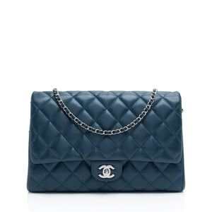 Chanel Caviar Leather Chain Flap Clutch