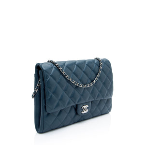 Chanel Caviar Leather Chain Flap Clutch
