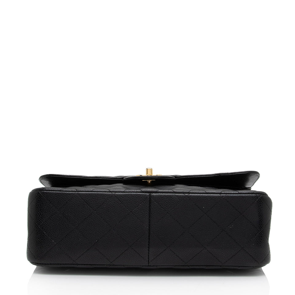 Chanel Caviar Leather Classic Jumbo Double Flap Bag (SHF-xAxzXd)