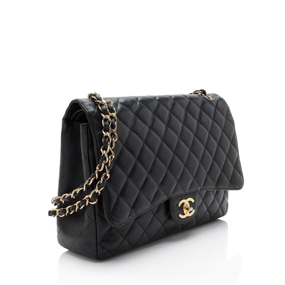 Chanel Caviar Leather Classic Maxi Double Flap Bag