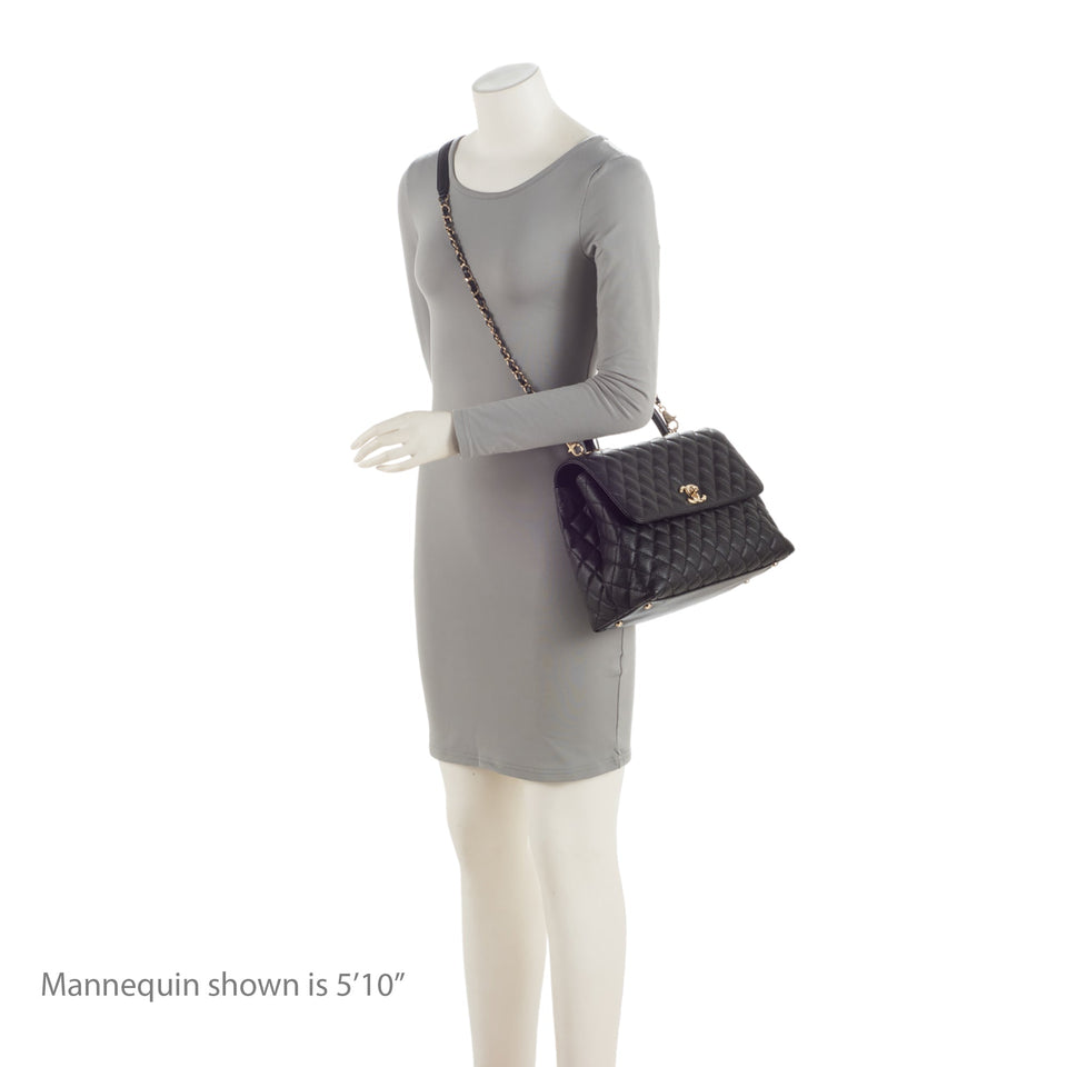 Chanel Caviar Leather Coco Top Handle Medium Flap Bag
