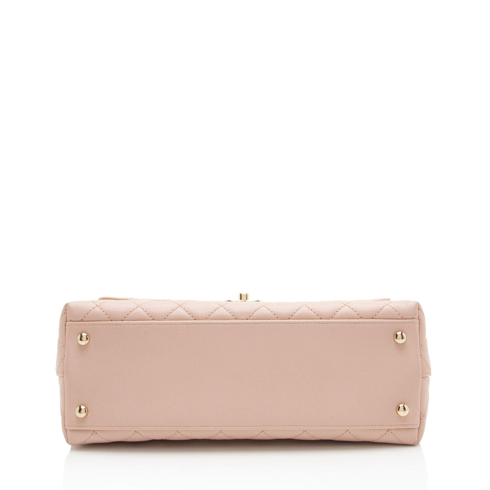 Chanel Caviar Leather Coco Top Handle Small Flap Bag