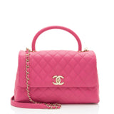 Chanel Caviar Leather Coco Top Handle Small Flap Bag