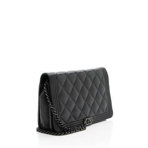 Chanel Caviar Leather So Black Boy Wallet on Chain