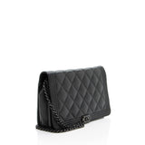 Chanel Caviar Leather So Black Boy Wallet on Chain