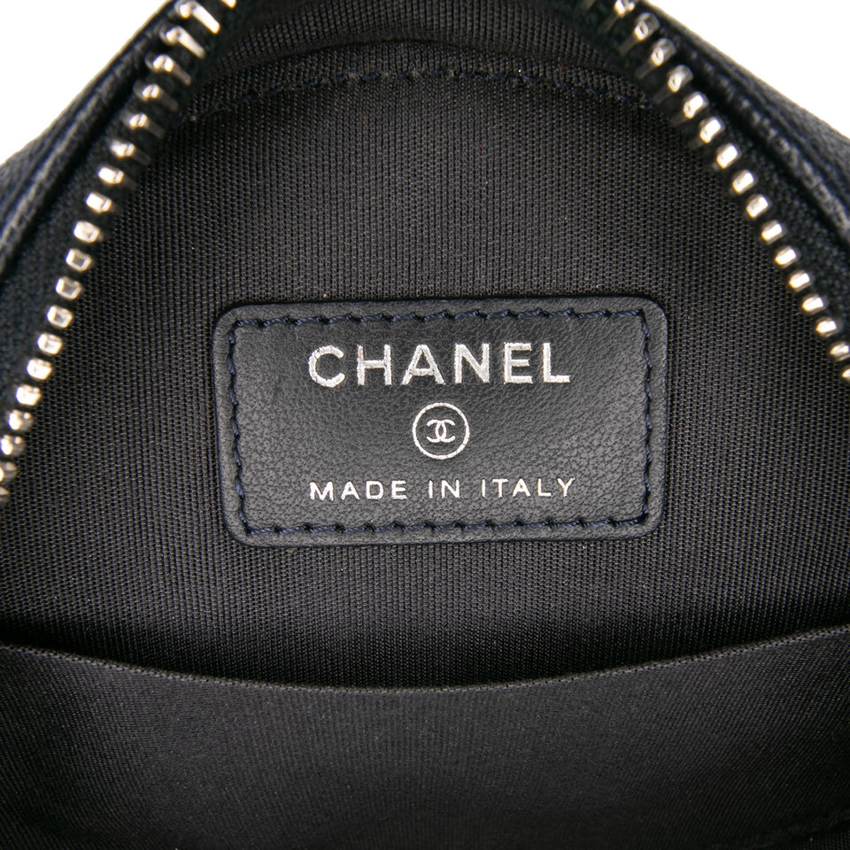 Chanel Caviar Striped CC Filigree Round Crossbody