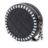Chanel Caviar Striped CC Filigree Round Crossbody