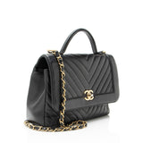 Chanel Chevron Calfskin Timeless Flap Top Handle