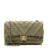 Chanel Chevron Canvas Patchwork Cuba CC Maxi Flap Bag