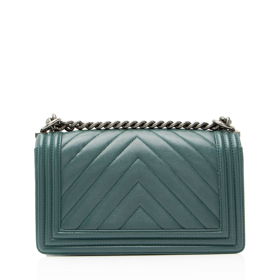 Chanel Chevron Caviar Leather Old Medium Boy Bag