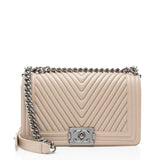Chanel Chevron Lambskin Beaded New Medium Boy Bag