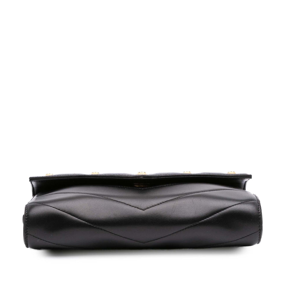 Chanel Chevron Lambskin CC Medallion Button Flap Clutch