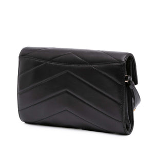 Chanel Chevron Lambskin CC Medallion Button Flap Clutch