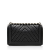 Chanel Chevron Lambskin Old Medium Boy Bag