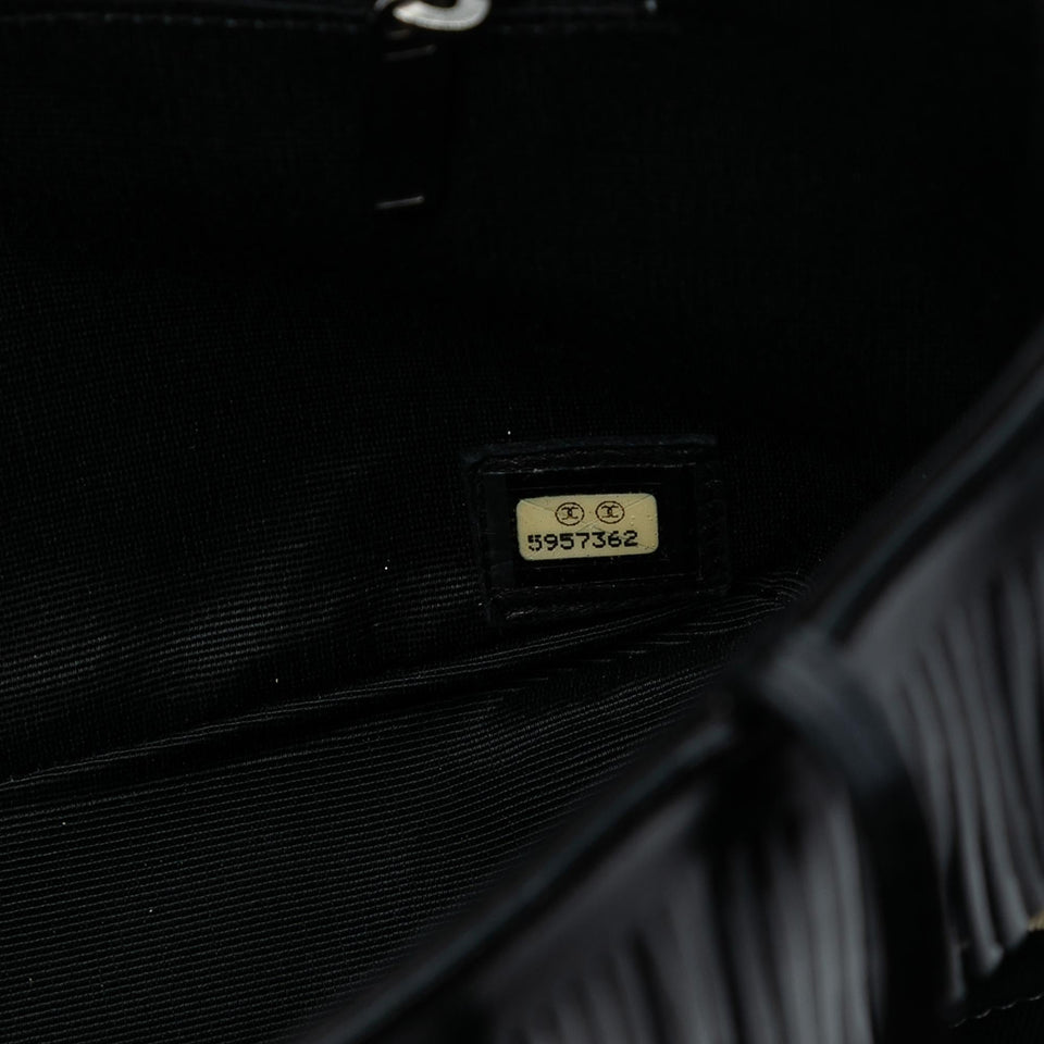 Chanel Chocolate Bar Printed Canvas Fringe Handbag