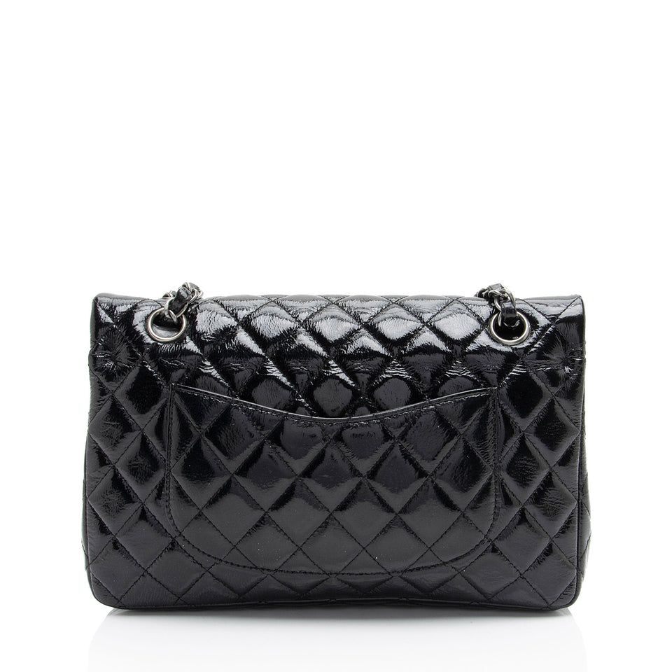 Chanel Crumpled Patent Leather Classic Medium Double Flap Bag