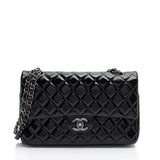 Chanel Crumpled Patent Leather Classic Medium Double Flap Bag