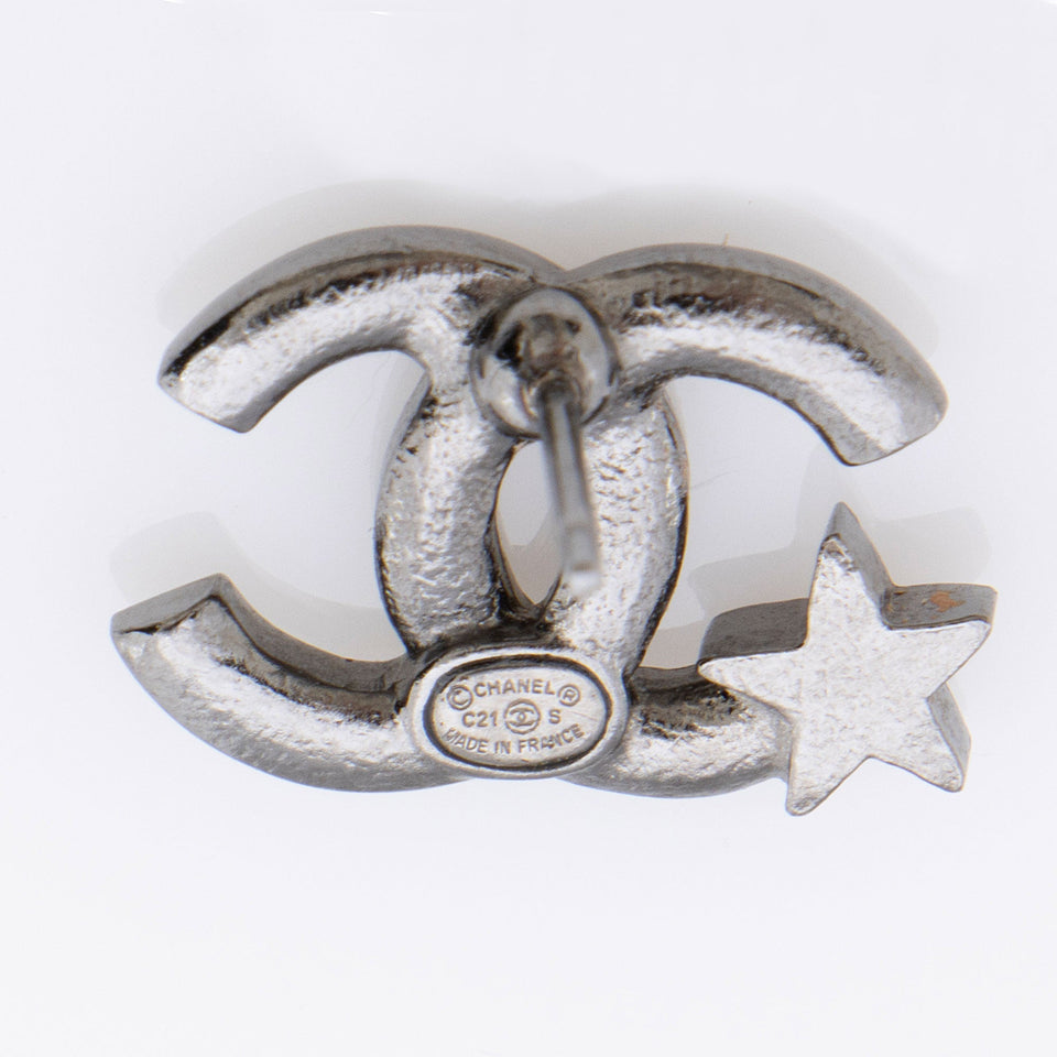 Chanel Crystal Star CC Stud Earrings (SHF-dkIPLL)