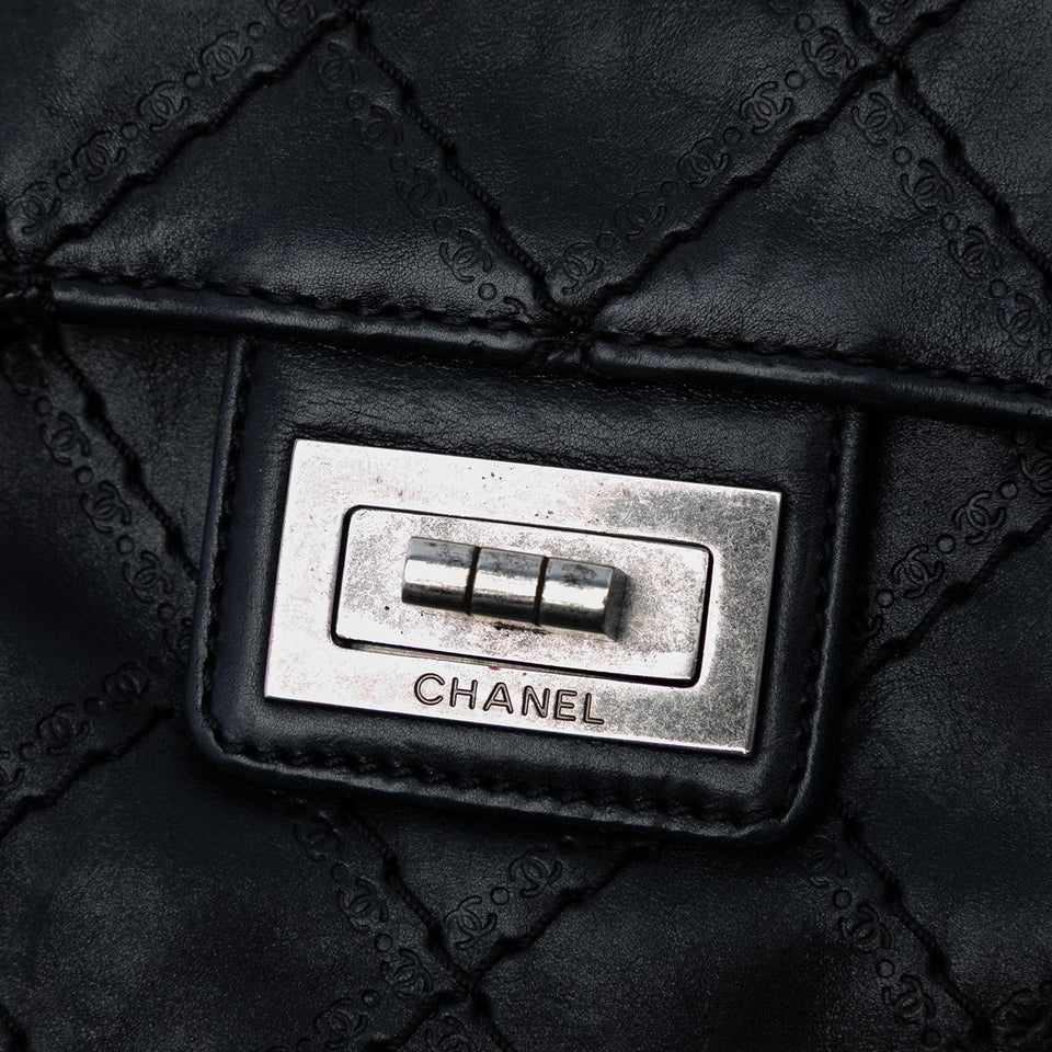 Chanel Embossed CC Quilted Aged Calfskin Reissue 2.55 Single Flap 227