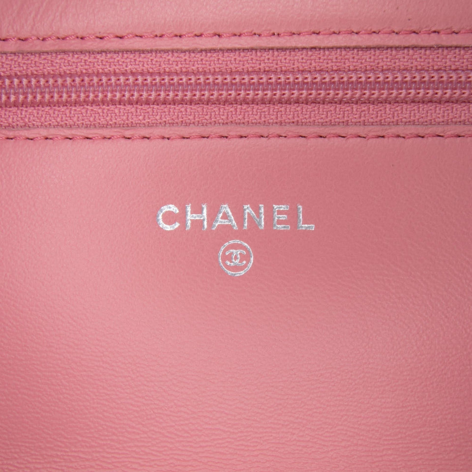 Chanel Embossed Lambskin Camellia Wallet On Chain