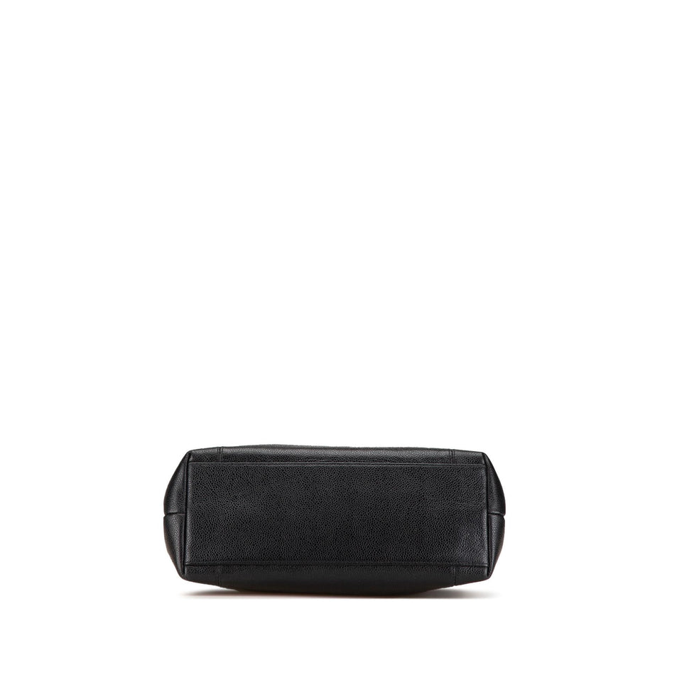 Chanel Embroidered Caviar Logo Shoulder Bag