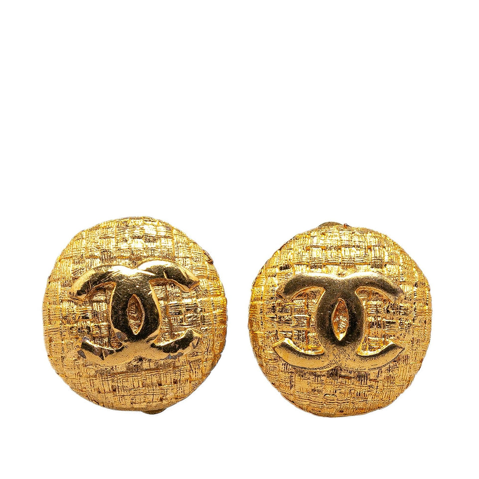 Chanel Gold Plated CC Clip-On Earrings