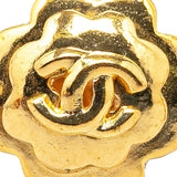 Chanel Gold Plated CC Flower Clip On Earrings