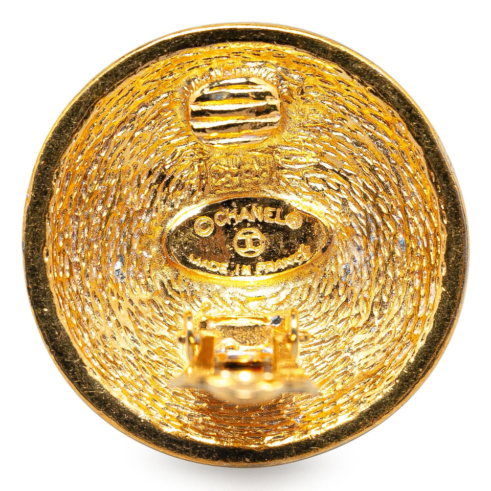 Chanel Gold Plated CC Quilted Clip On Earrings