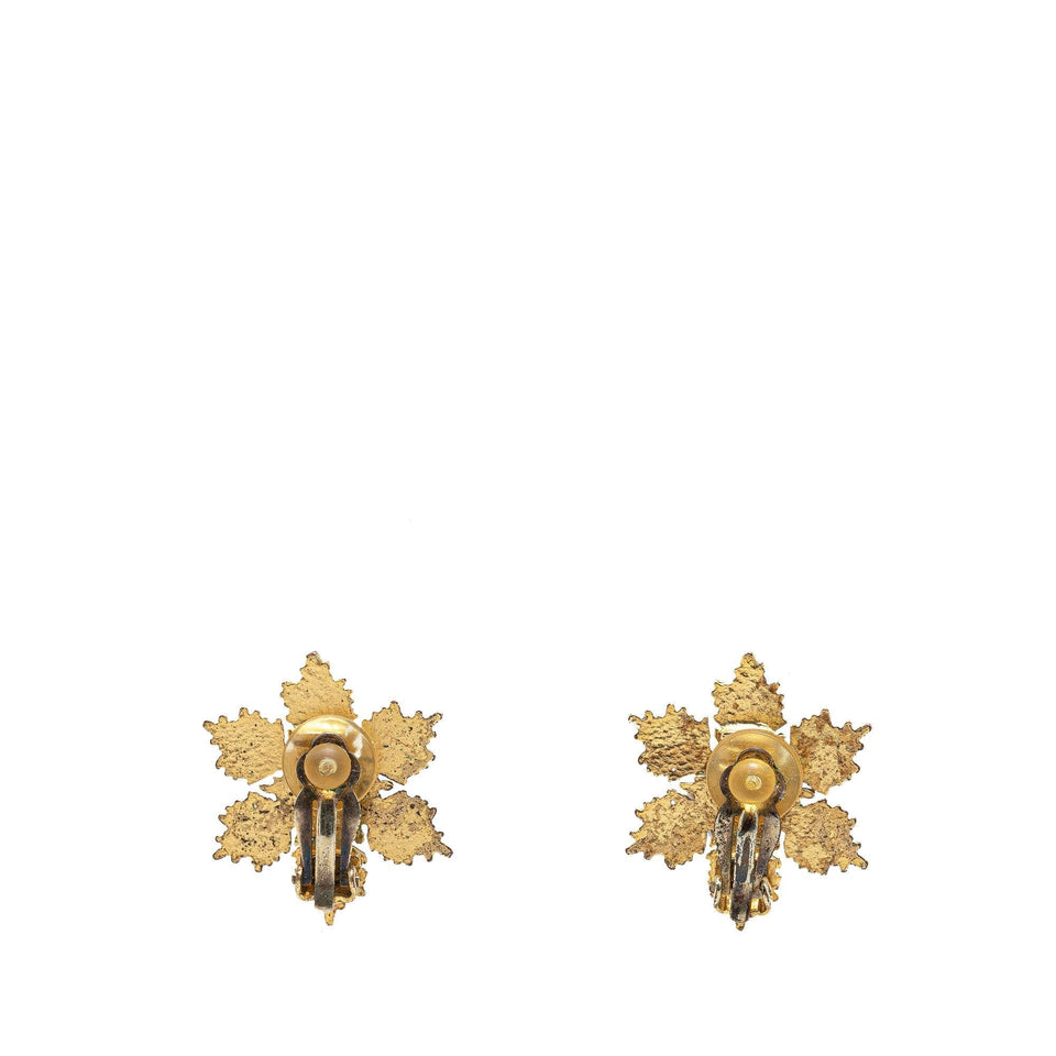 Chanel Gold Plated CC Snowflake Clip On Earrings (SHG-U8zrzv)