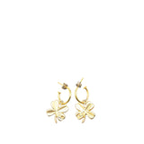 Chanel Gold Plated Clover Hoop Push Back Earrings