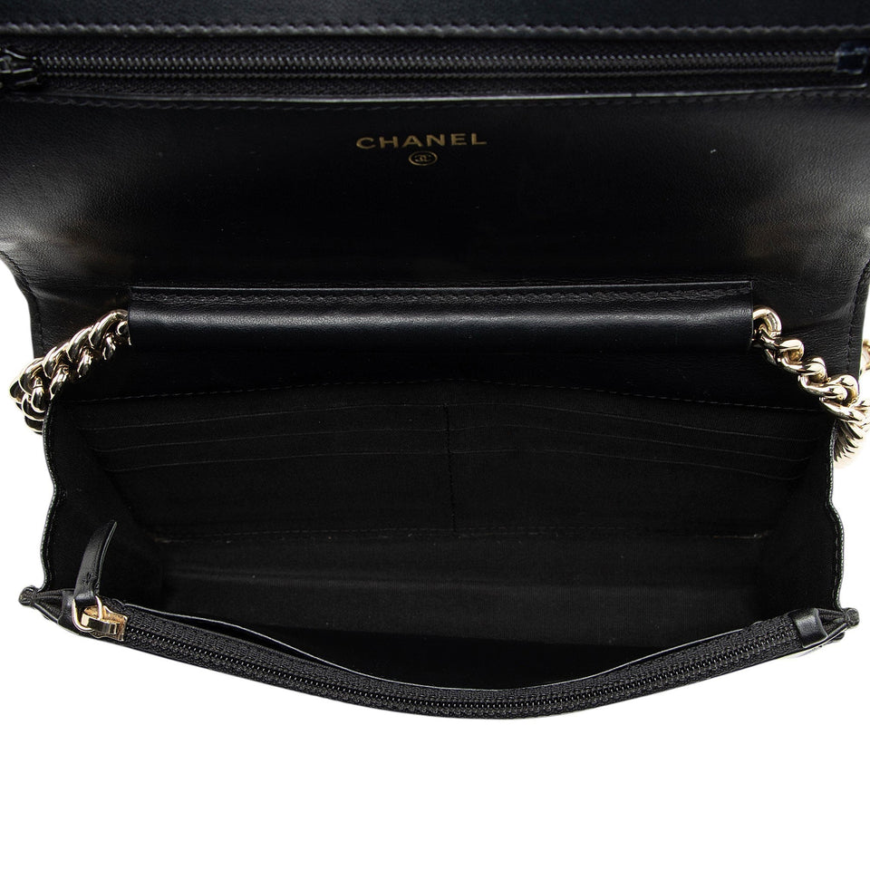 Chanel Caviar Leather Boy Wallet on Chain