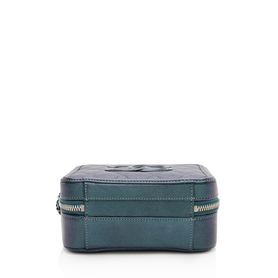 Chanel Iridescent Caviar Leather CC Filigree Small Vanity Case
