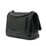 Chanel Jumbo Classic Chevron Patent Double Flap